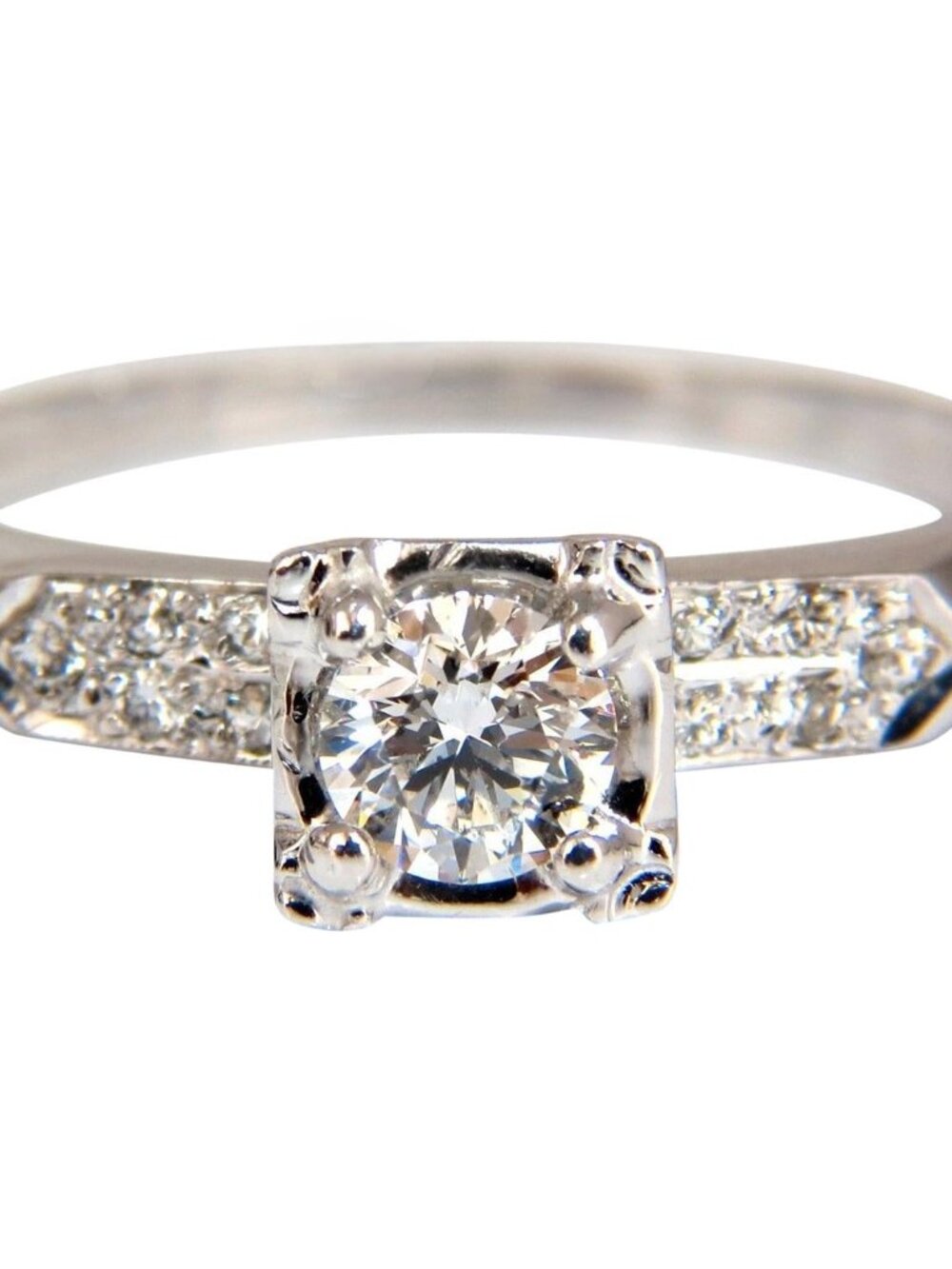 .55ct natural round diamonds vintage raised deck ring 14kt*